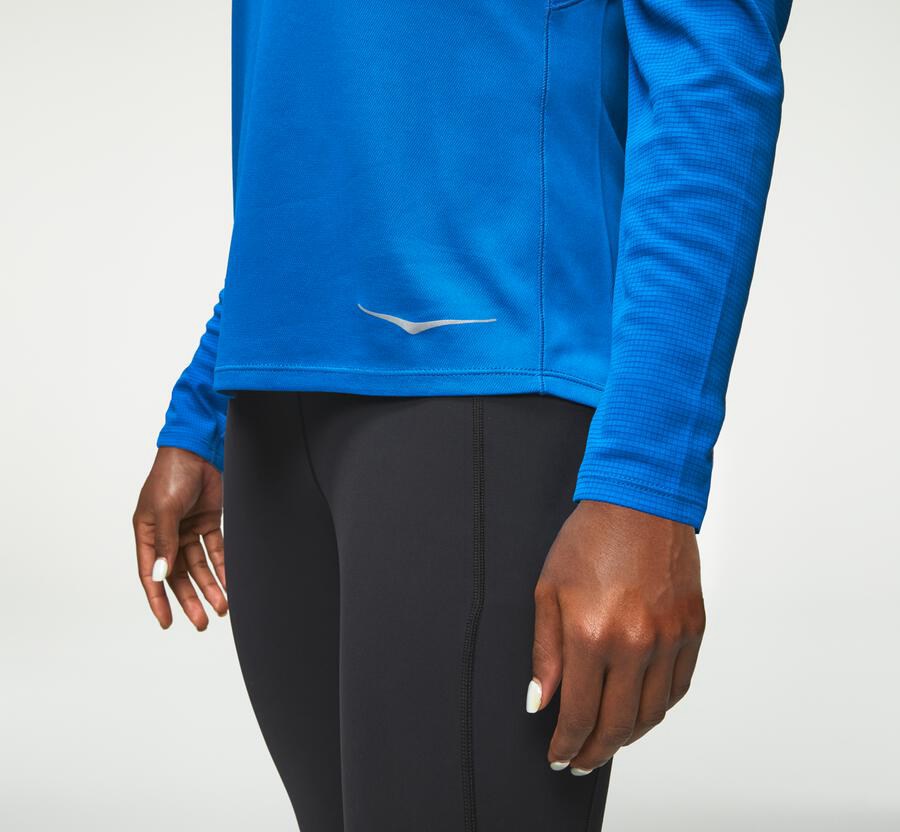 Hoka One One Top Kadın Mavi - Performance Long Sleeve - JV1082745